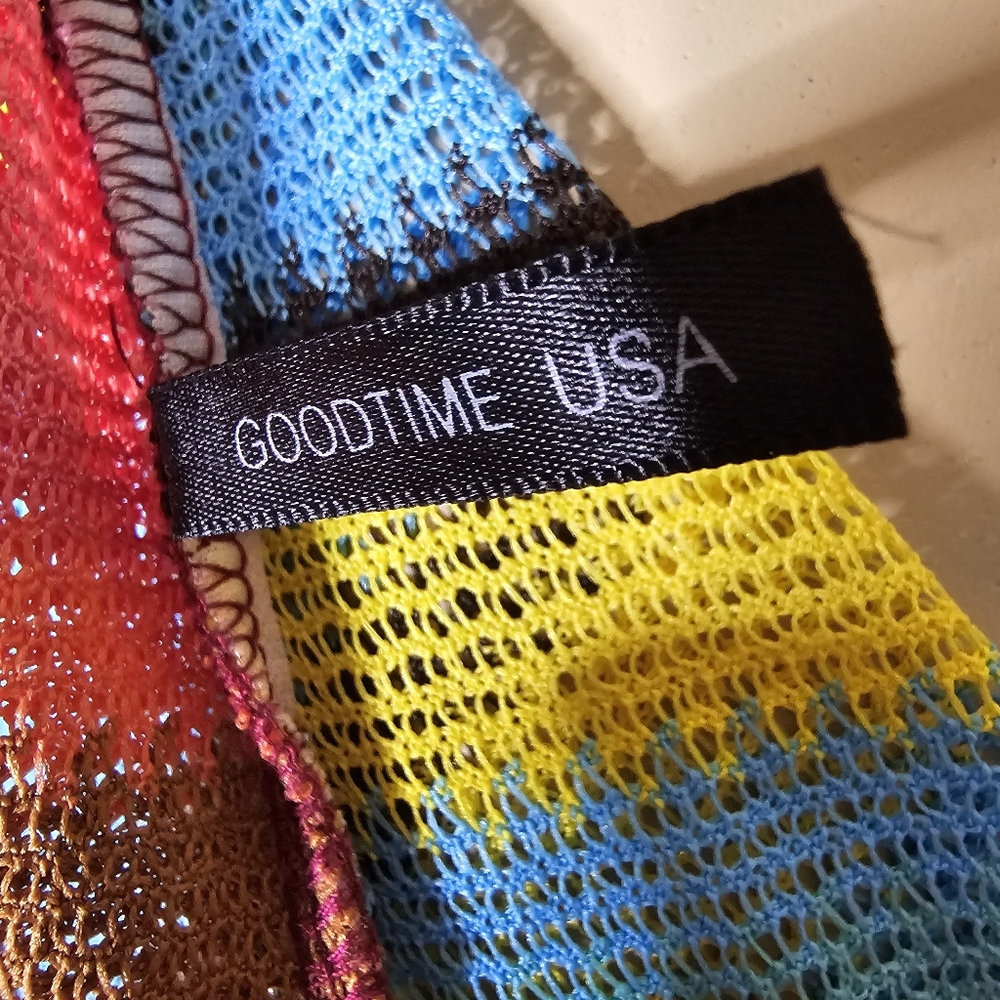 Goodtime USA Multicolor Striped Women's Flare Mesh Knit Pants. - Picture 7 of 8